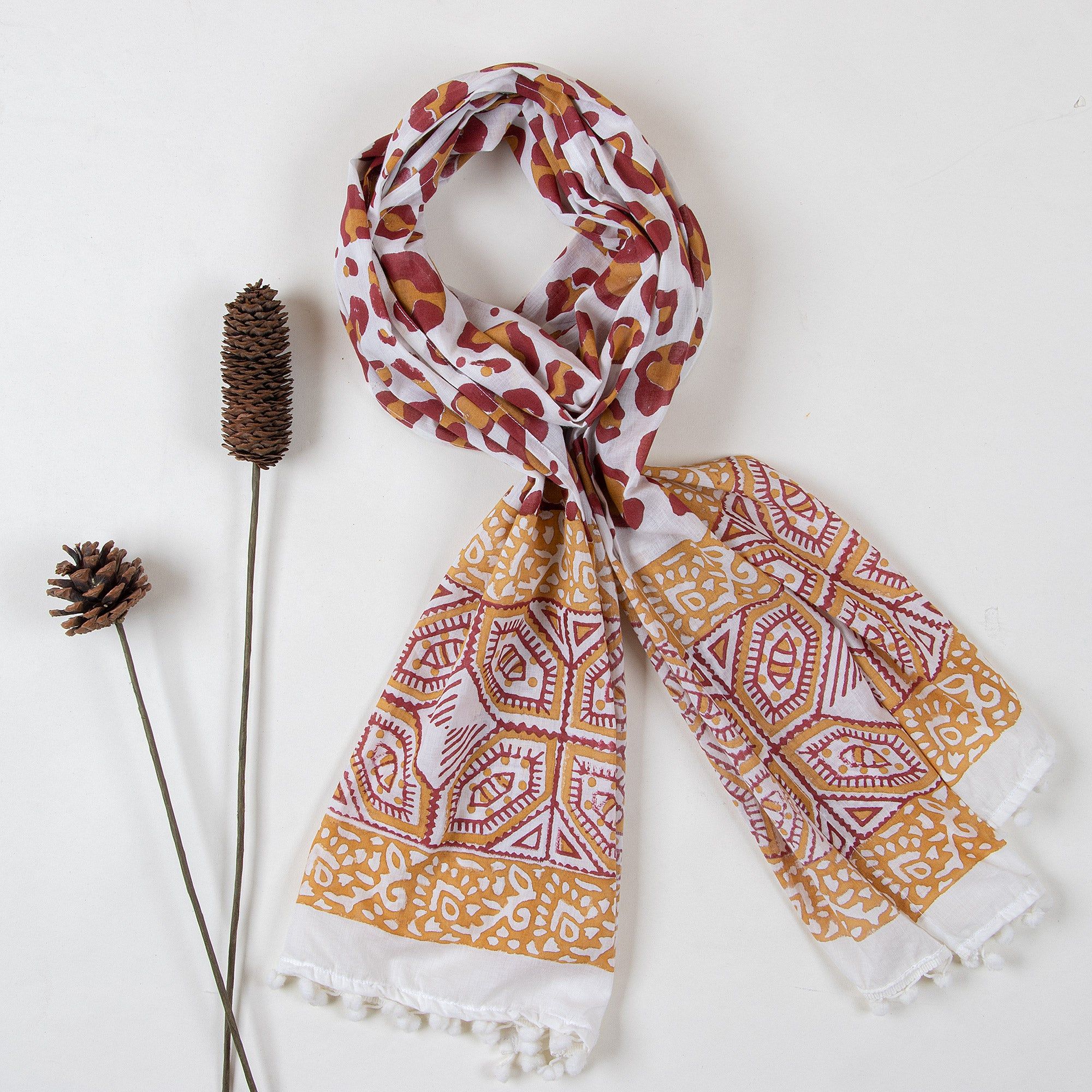 Handmade Printed Pure Cotton Stole For Women